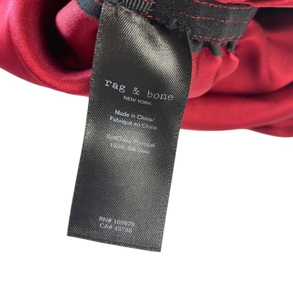 RAG & BONE Maris Deep Berry Silk Ruched Short Sleeve Top Size 2 - Picture 7 of 9